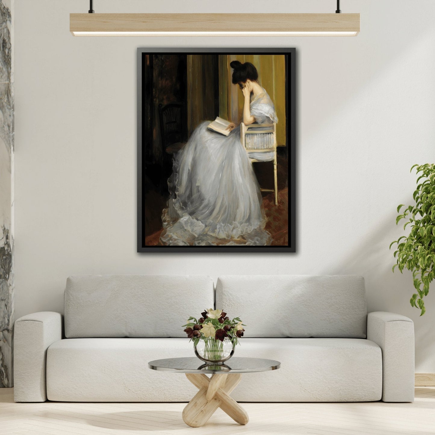 Jacques Emile Blanche Woman Reading - Framed Canvas Art Reproduction