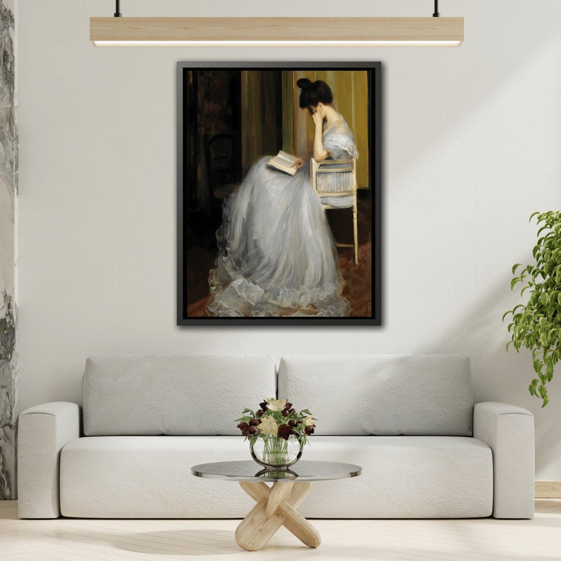 Jacques Emile Blanche Woman Reading - Framed Canvas Art Reproduction