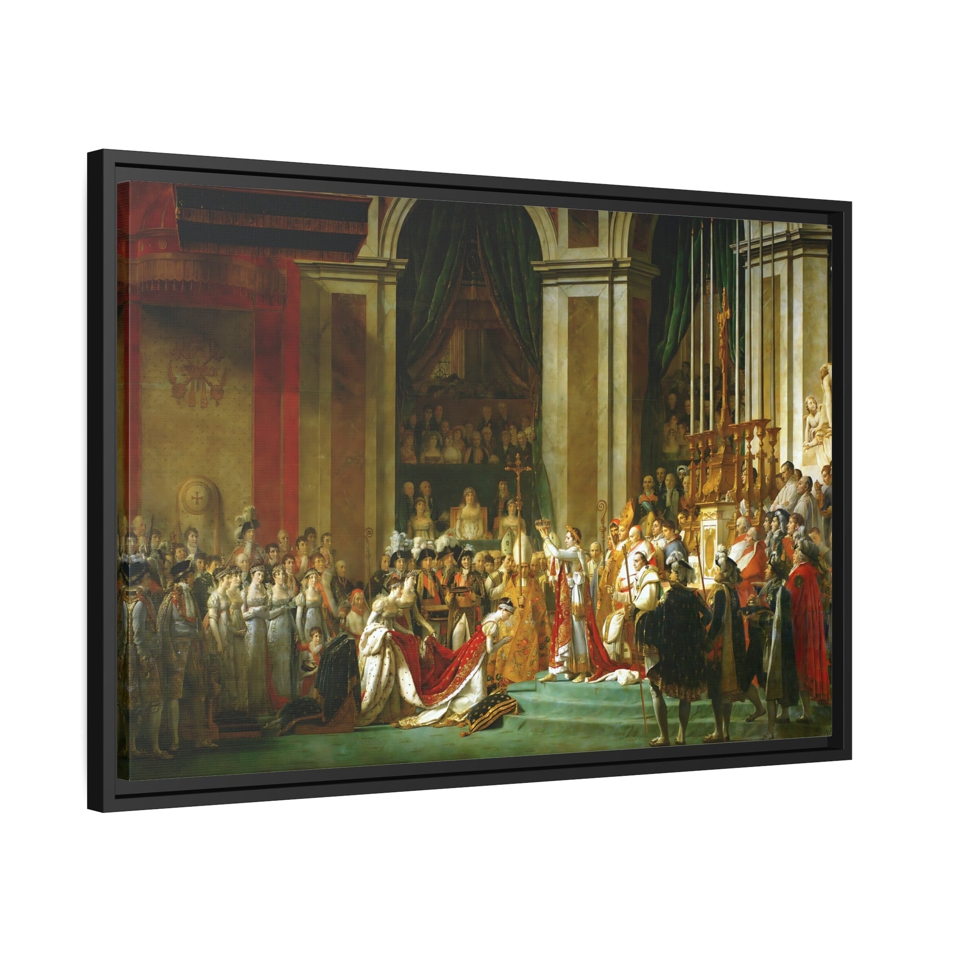 Jacques Louis David Coronation of Napoleon - Framed Canvas Wall Art Print in Black Frame