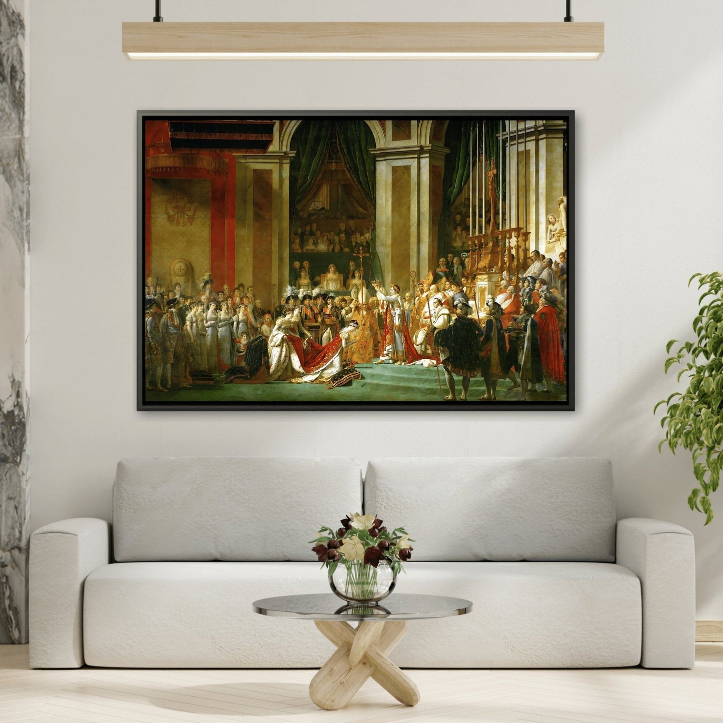 Jacques Louis David Coronation of Napoleon - Framed Canvas Wall Art Print in Black Frame