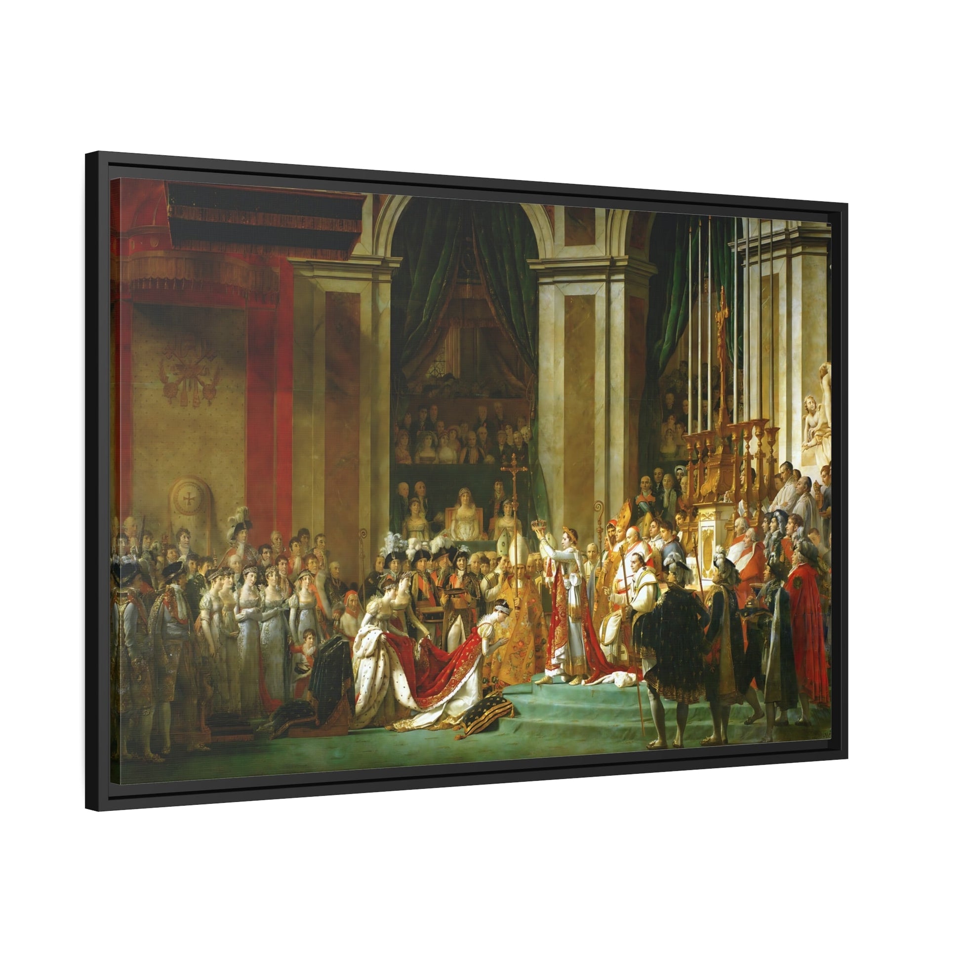 Jacques Louis David Coronation of Napoleon - Framed Canvas Wall Art Print in Black Frame