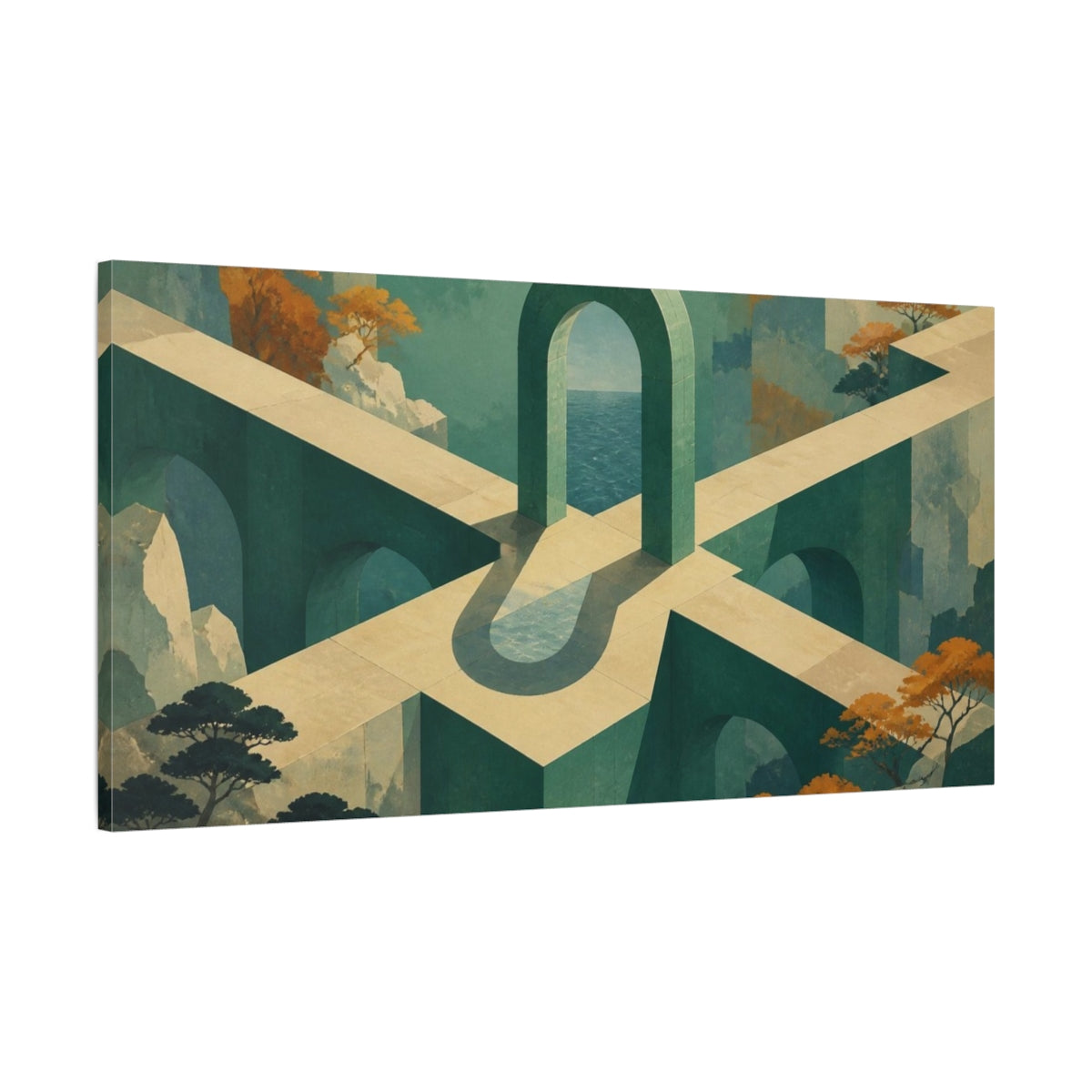 Main Mockup. Jade Ocean Portal shown as canvas print