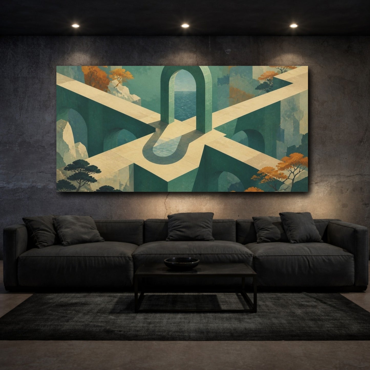 Mockup 3. Jade Ocean Portal shown as canvas print