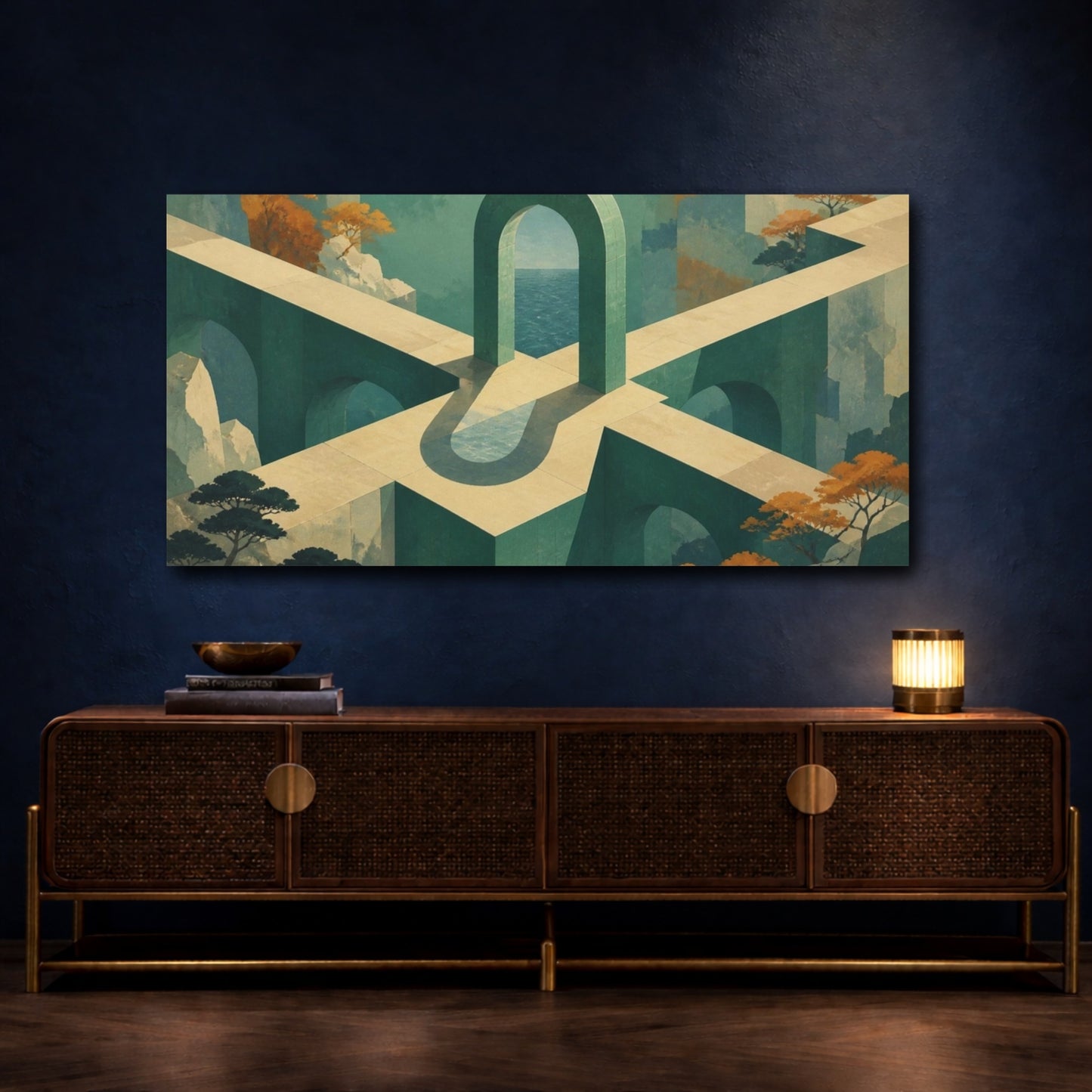 Mockup 4. Jade Ocean Portal shown as canvas print