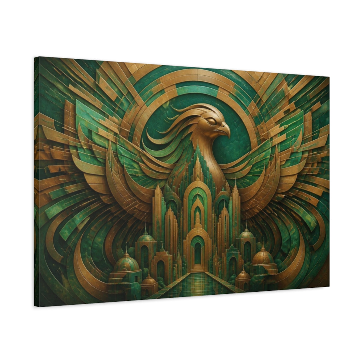 Main Mockup. Jade Phoenix Illusion shown as canvas print