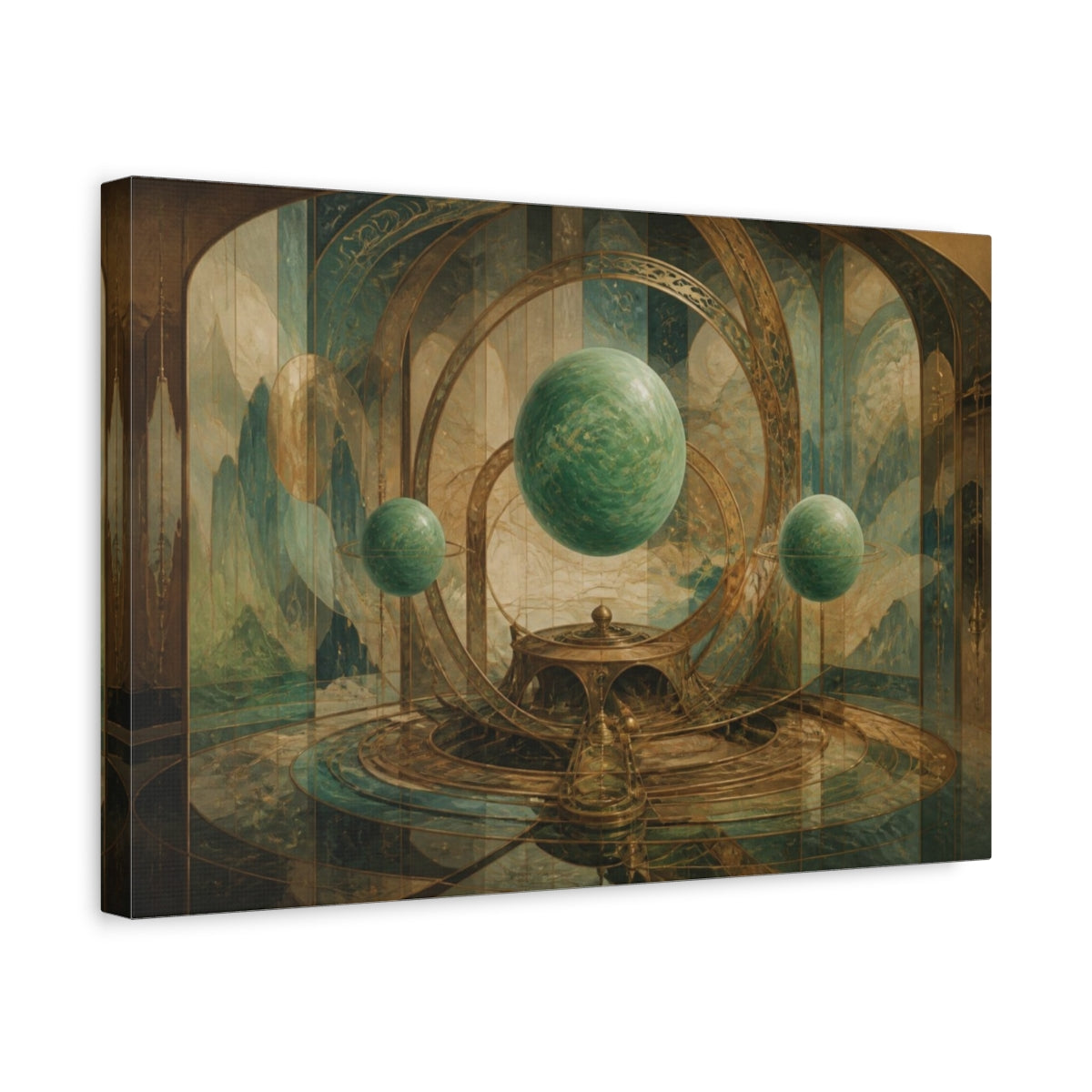 Side Mockup 4. Jade Planet Observatory shown as canvas print