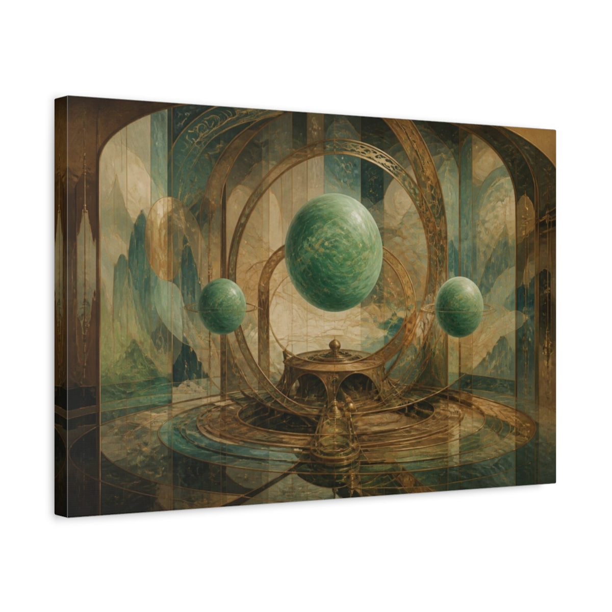 Side Mockup 3. Jade Planet Observatory shown as canvas print