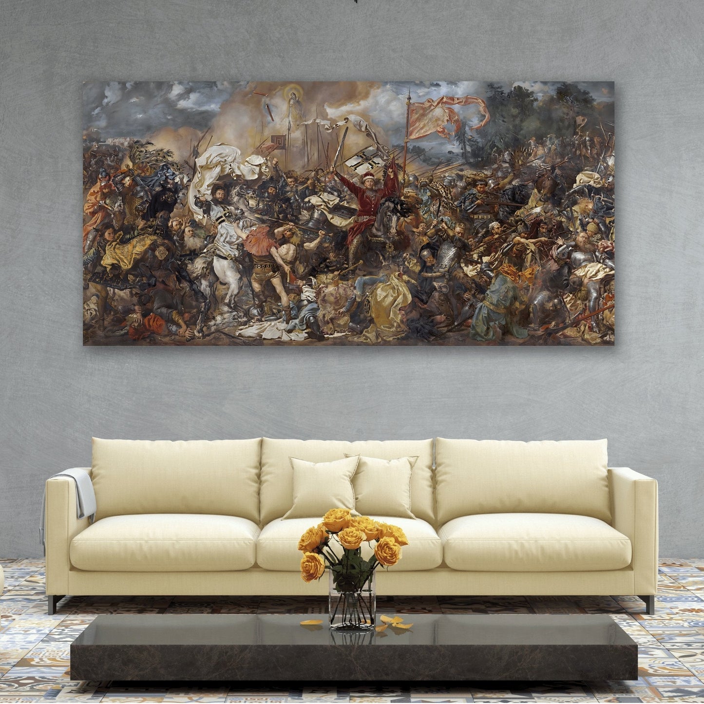 Jan Matejko Grunwald Battle Canvas Print - Famous Classic Historical War Wall Art Prints