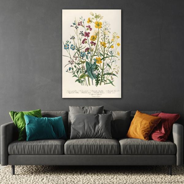 Jane Loudon Forget Me Nots and Buttercups Canvas Print - Ladies Flower Garden - YesArtYes