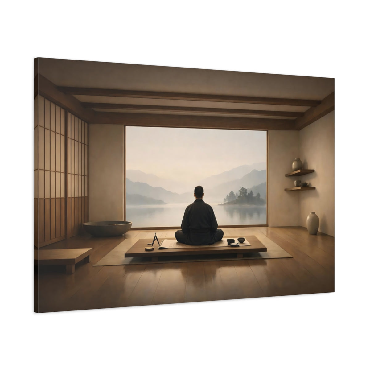 Japandi Architect Ruler shown as stretched canvas wall art