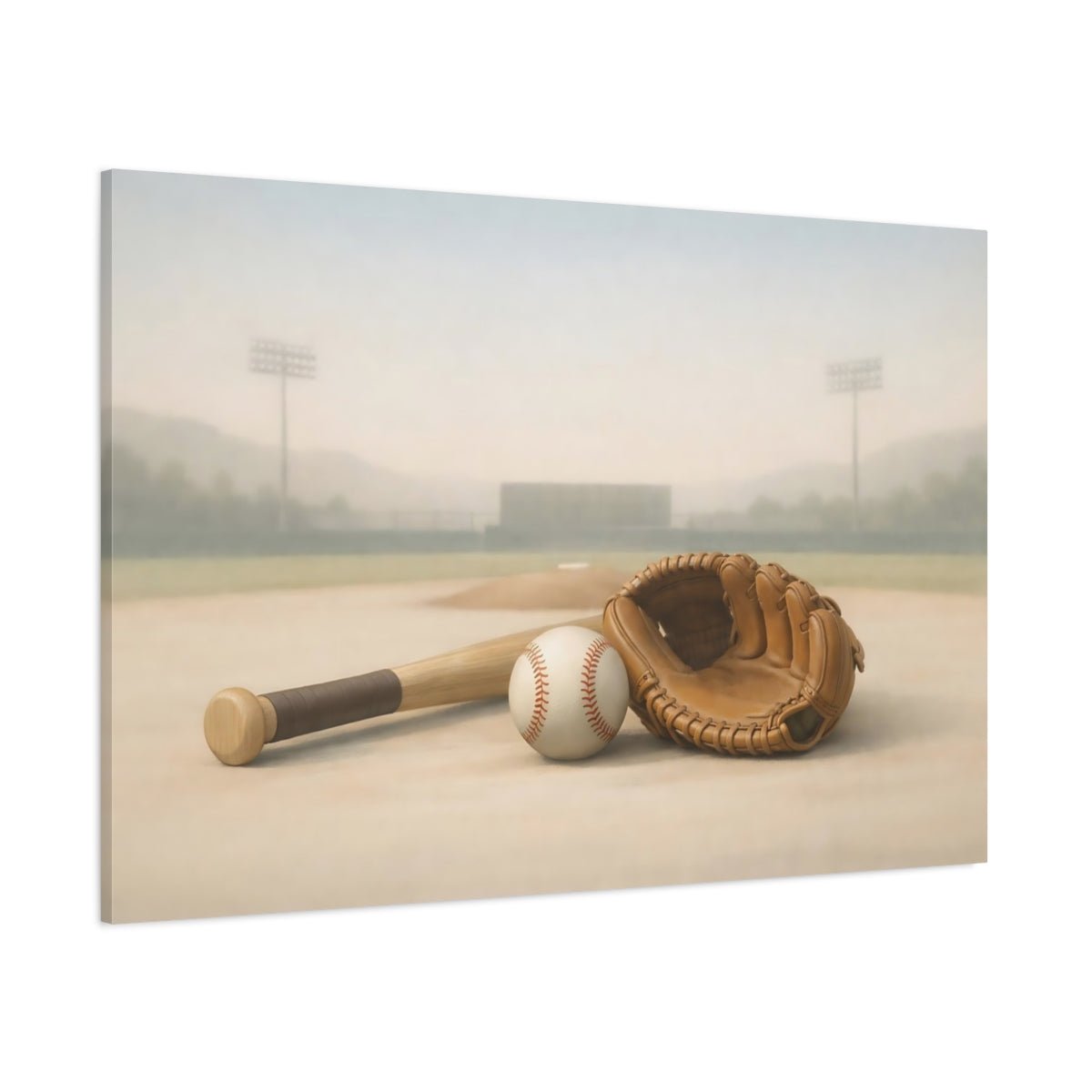 Japandi Baseball Equipment Sports - Canvas Wall Art Print - YesArtYes