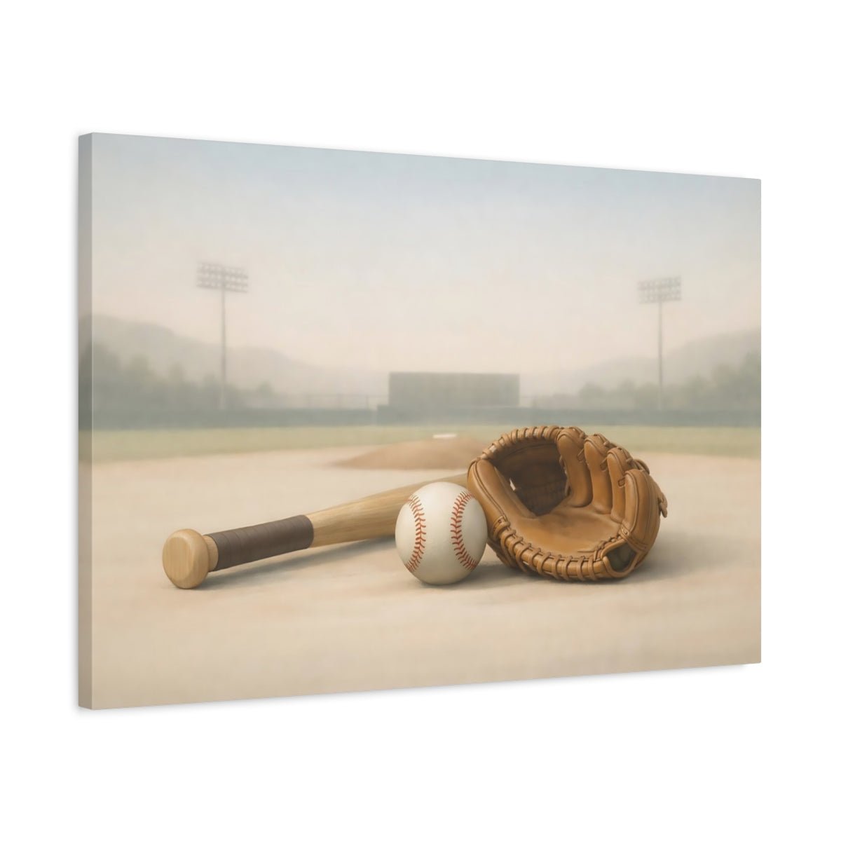 Japandi Baseball Equipment Sports - Canvas Wall Art Print - YesArtYes