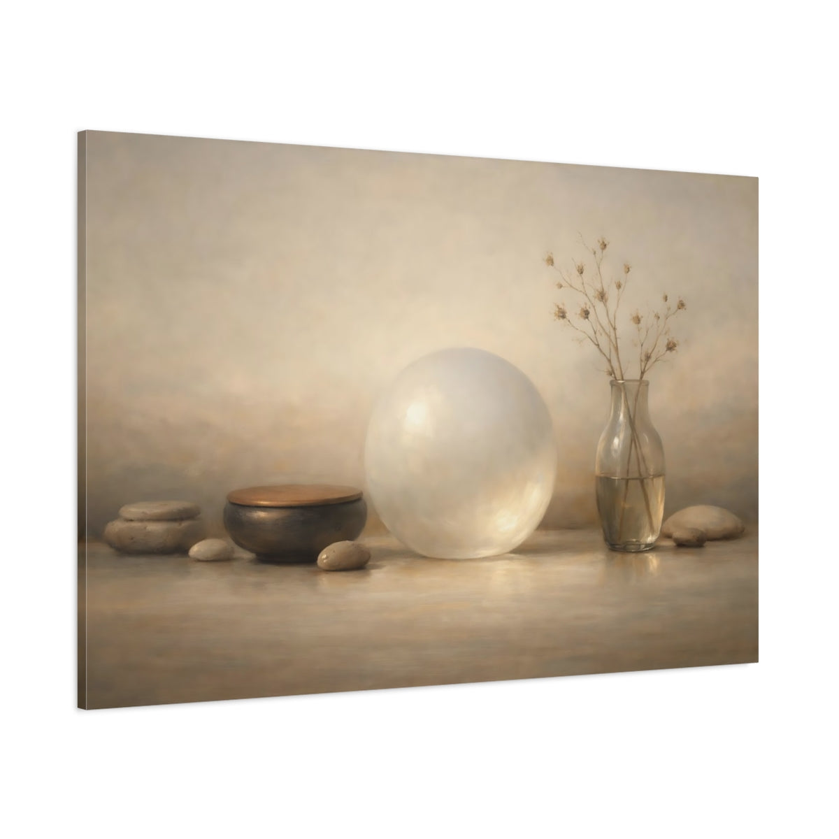 Main Mockup. Japandi Glass Soft Glow Object shown as stretched canvas wall art