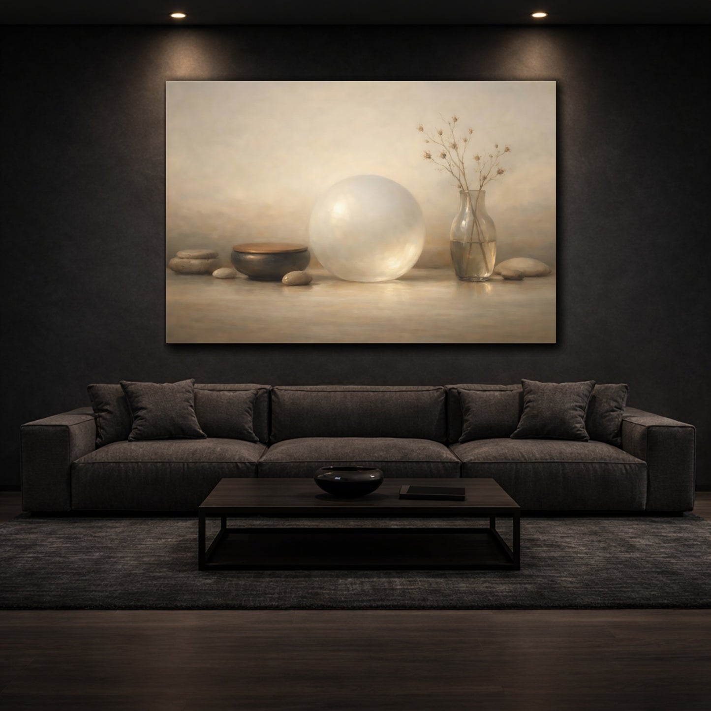 Mockup 2. Japandi Glass Soft Glow Object shown as stretched canvas wall art