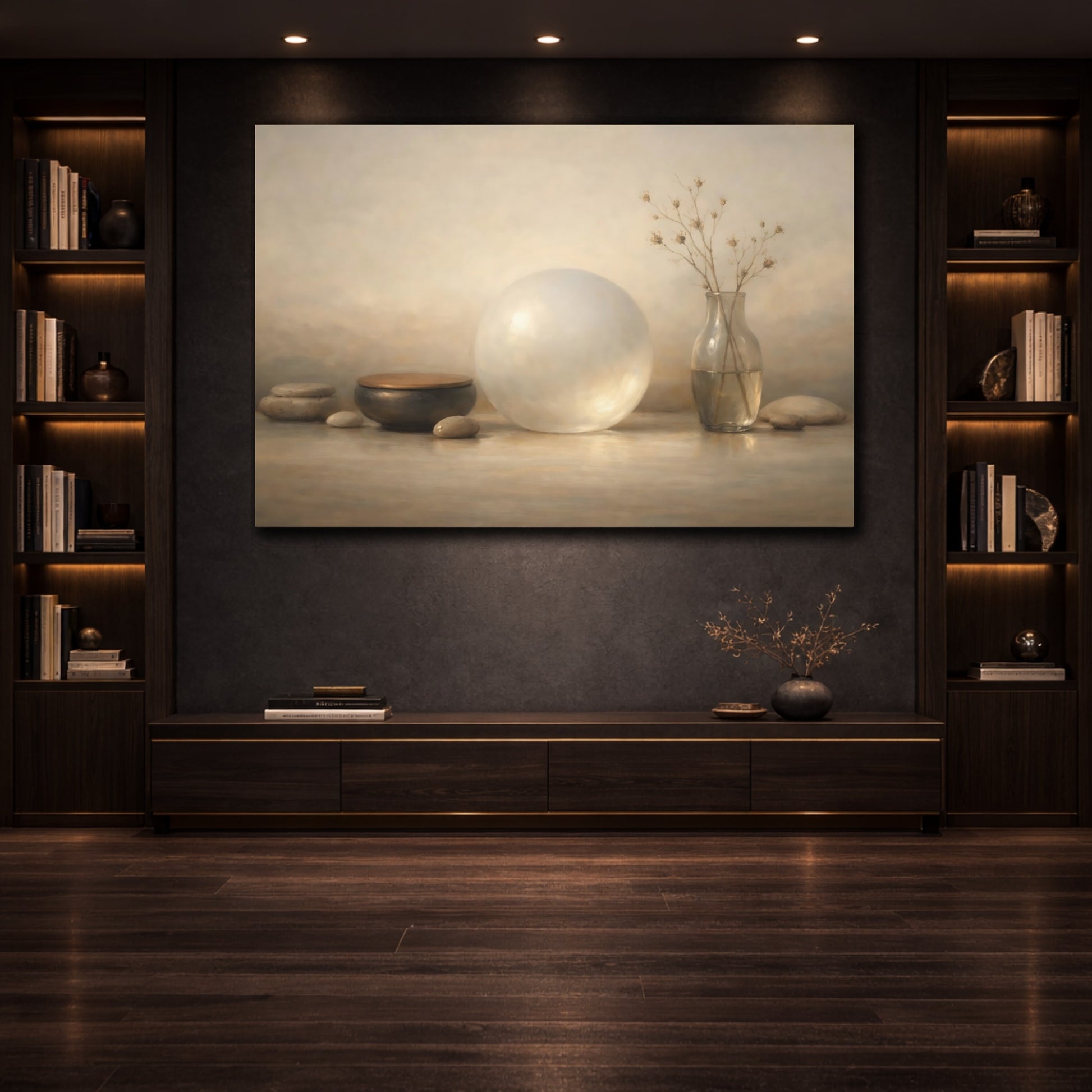 Mockup 3. Japandi Glass Soft Glow Object shown as stretched canvas wall art