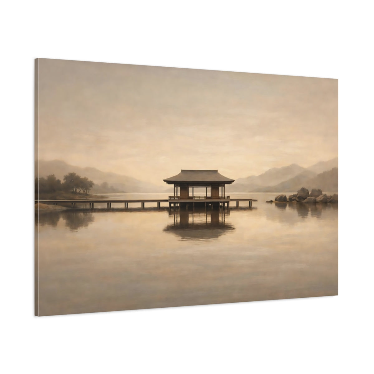 Main Mockup. Japandi High Contrast Repetition Lines shown as stretched canvas wall art