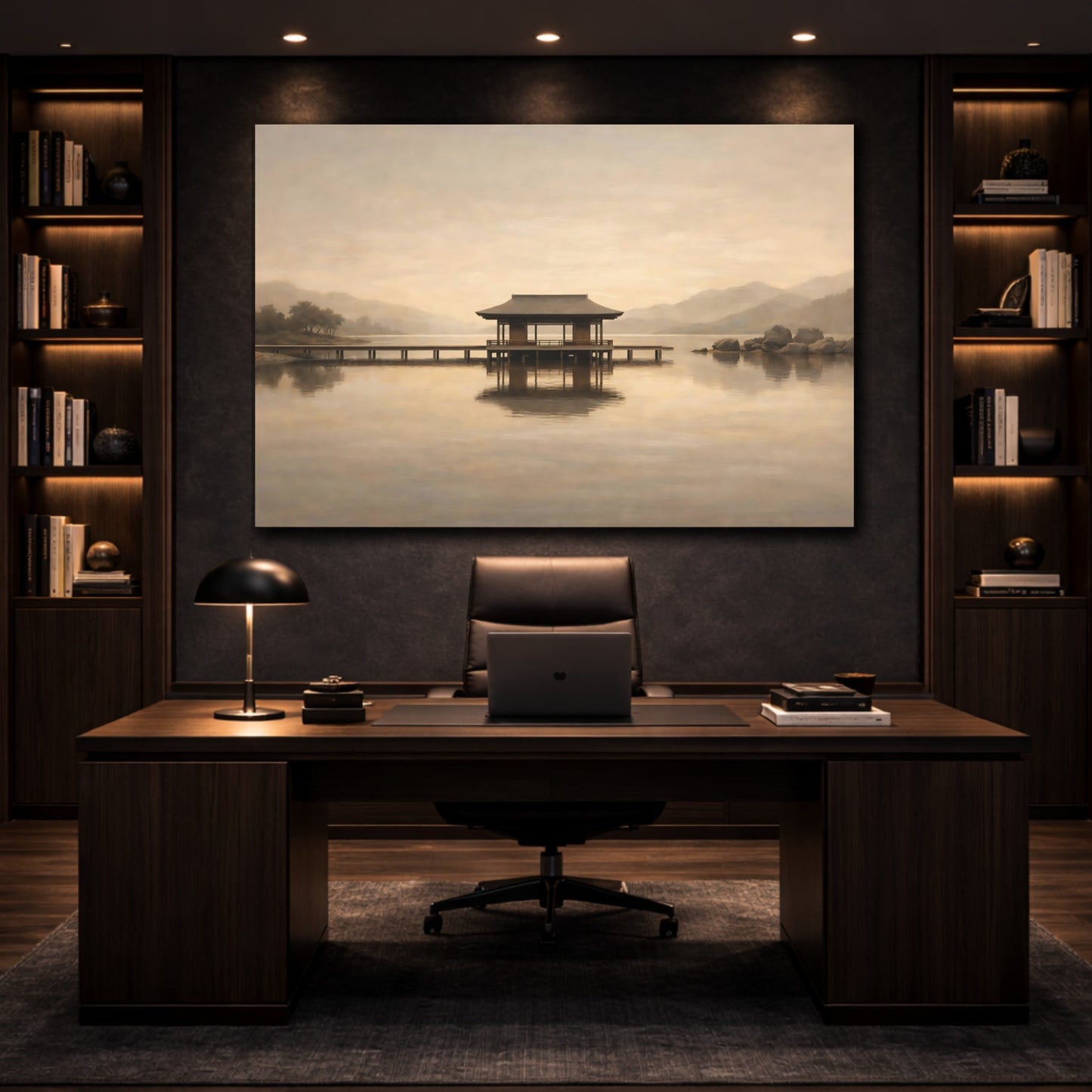 Mockup 4. Japandi High Contrast Repetition Lines shown as stretched canvas wall art