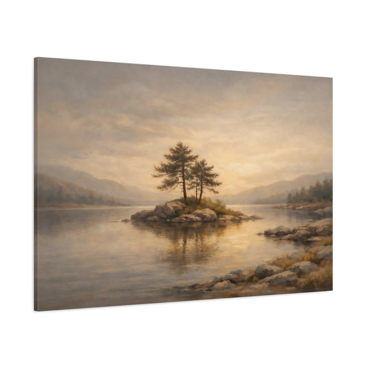 Main Mockup. Japandi Minimal Corner Light Gradient shown as stretched canvas wall art