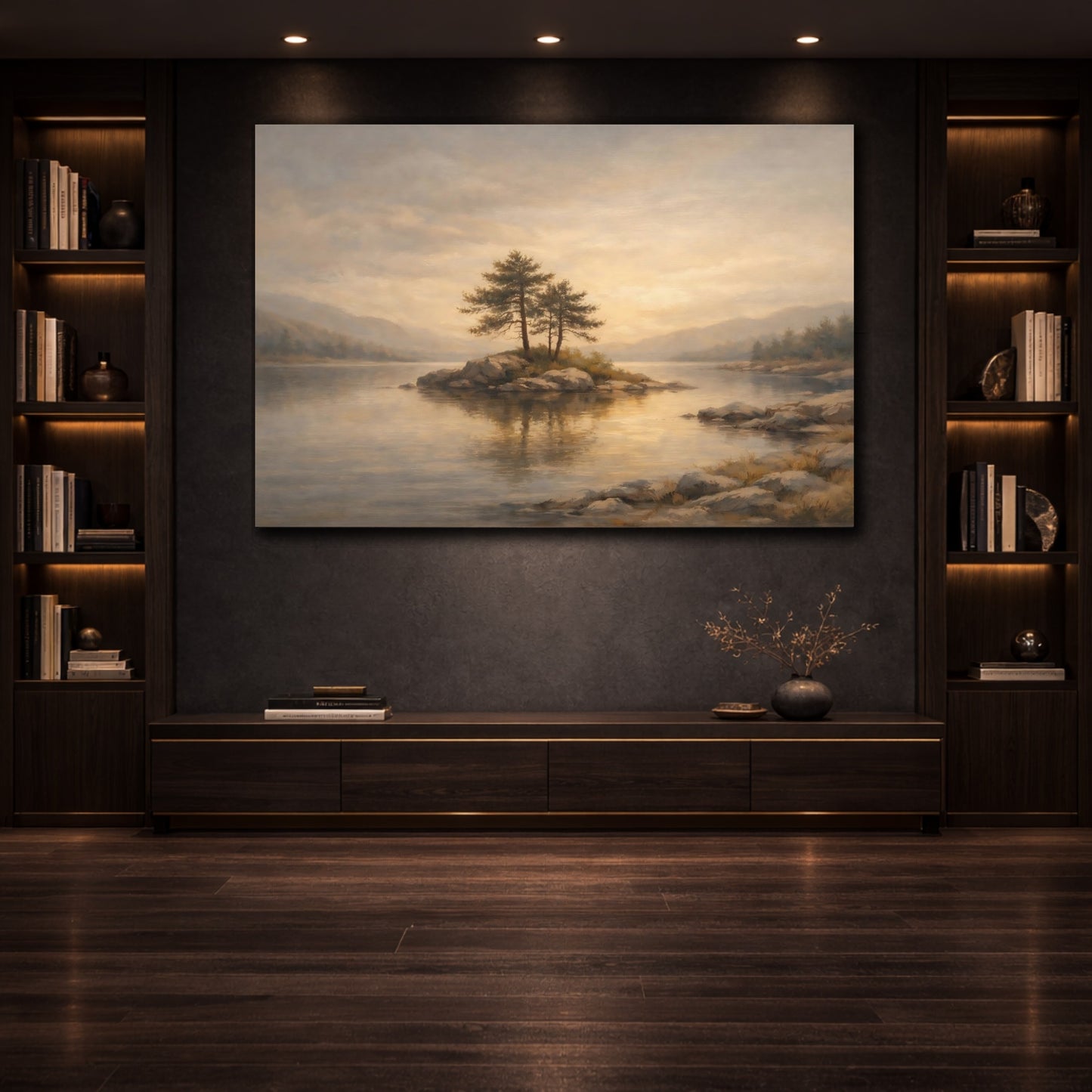 Mockup 3. Japandi Minimal Corner Light Gradient shown as stretched canvas wall art