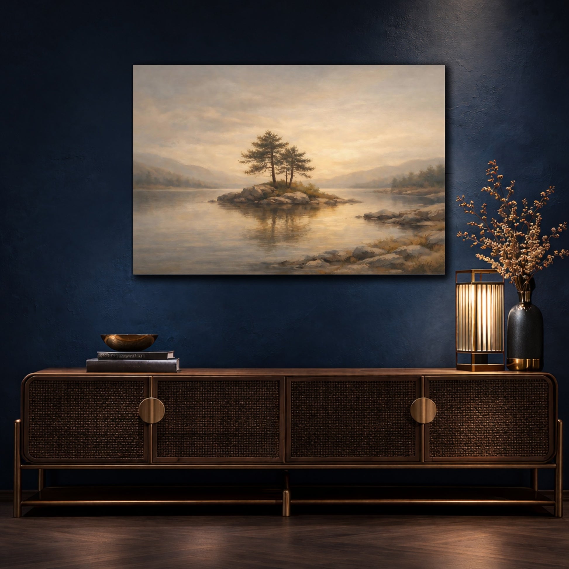 Mockup 4. Japandi Minimal Corner Light Gradient shown as stretched canvas wall art