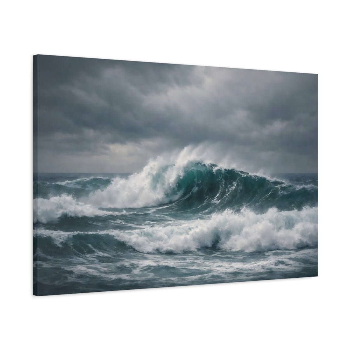 Japandi Ocean Storm Waves Nature - Canvas Wall Art Print - YesArtYes