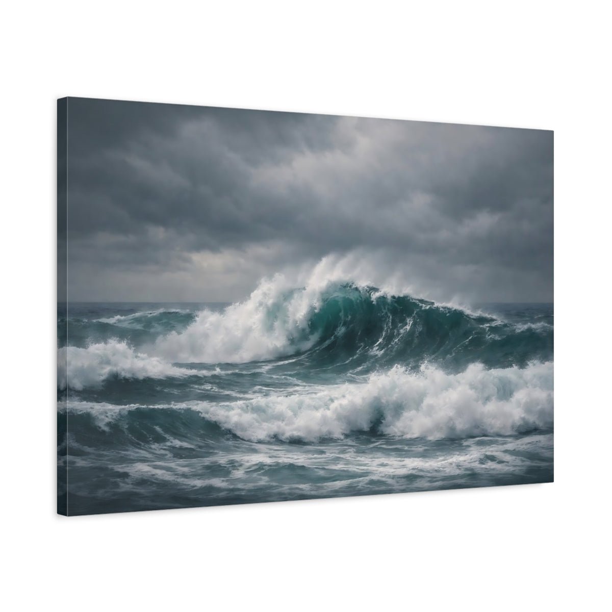 Japandi Ocean Storm Waves Nature - Canvas Wall Art Print - YesArtYes