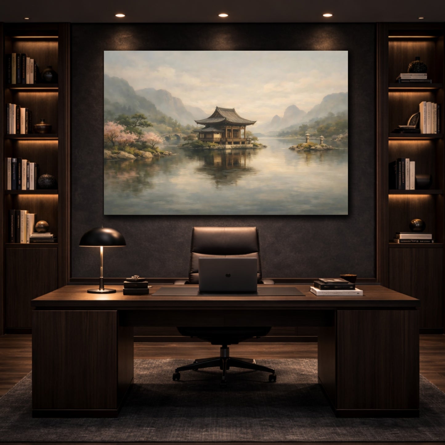 Mockup 4. Japandi World Stamps Layered Display shown as stretched canvas wall art