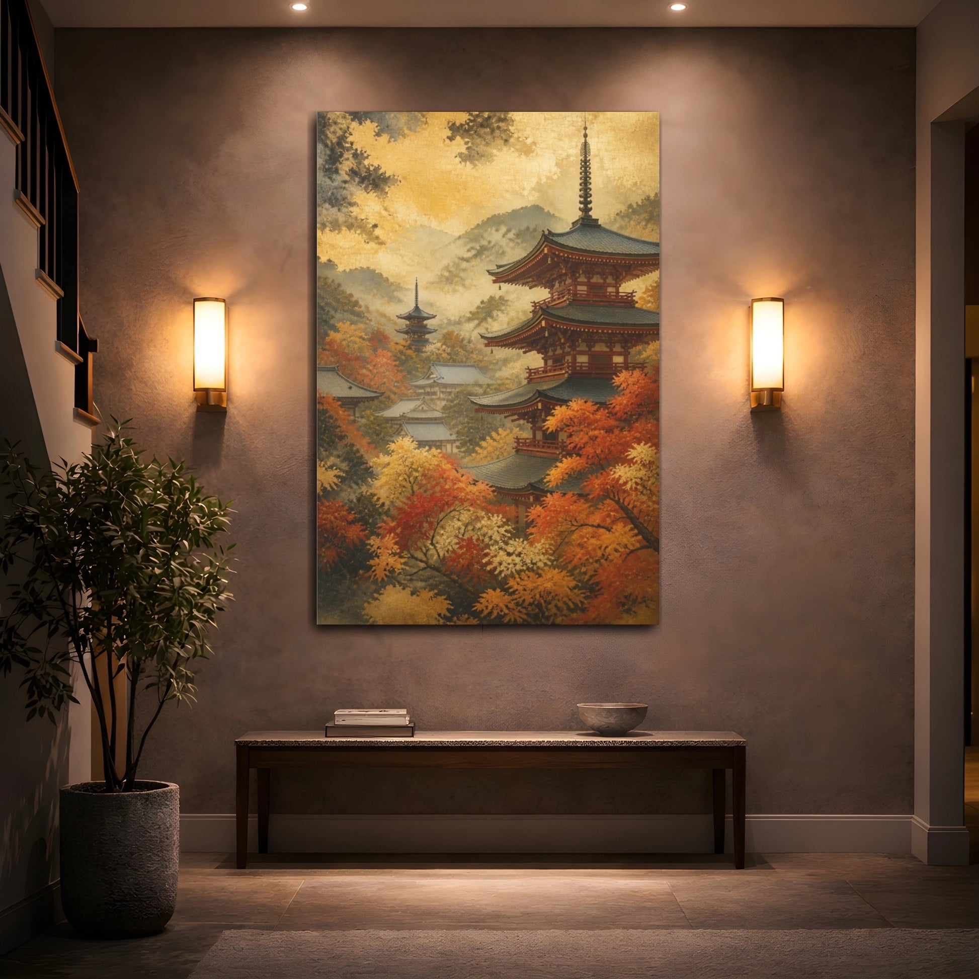 Mockup 2. Japanese Autumn Pagoda shown as canvas print
