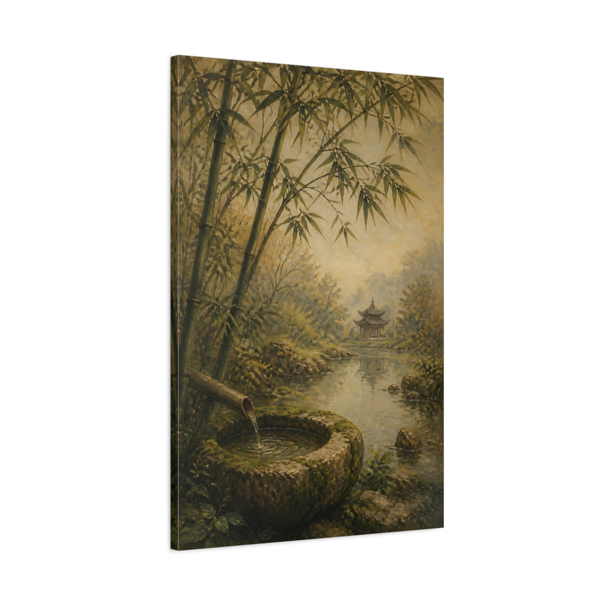 Main Mockup. Japanese Bamboo Fountain shown as canvas print