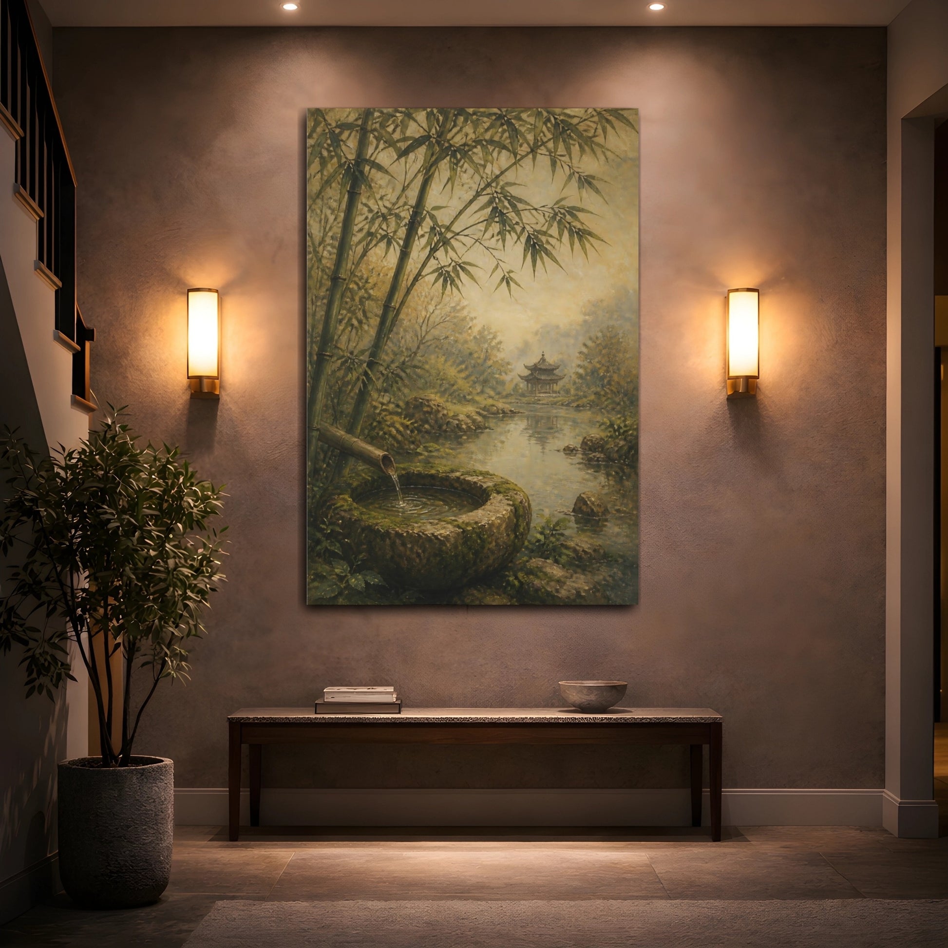 Mockup 2. Japanese Bamboo Fountain shown as canvas print