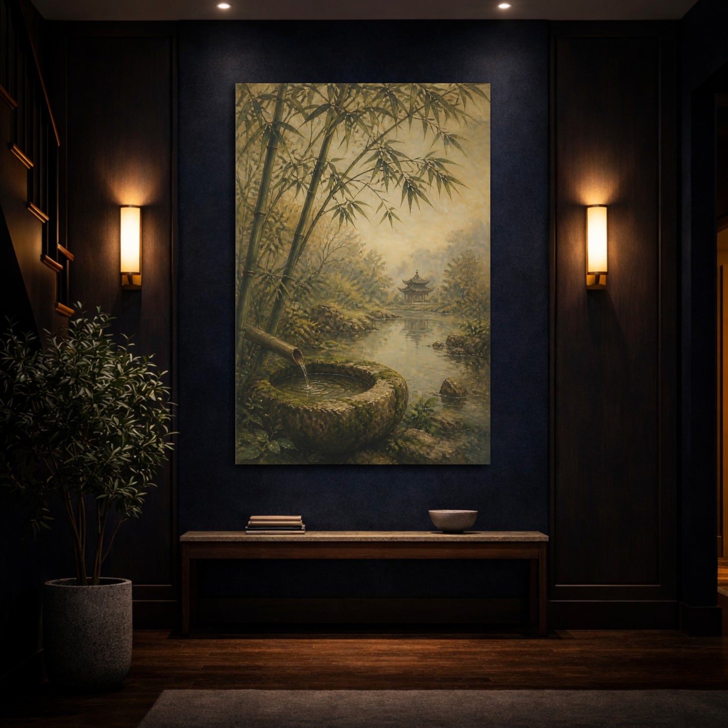 Mockup 4. Japanese Bamboo Fountain shown as canvas print
