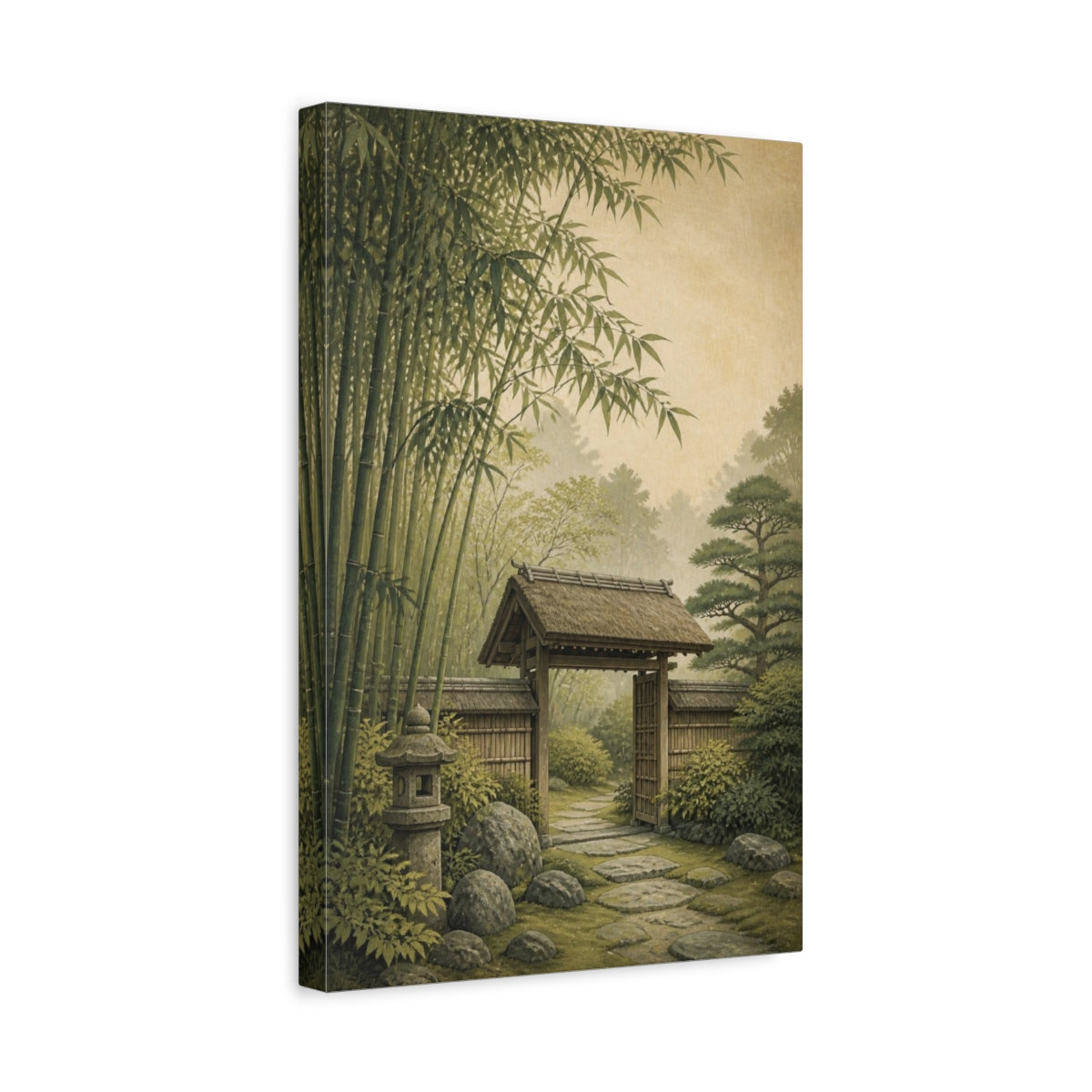 Side Mockup 4. Japanese Bamboo Garden Gate shown as canvas print