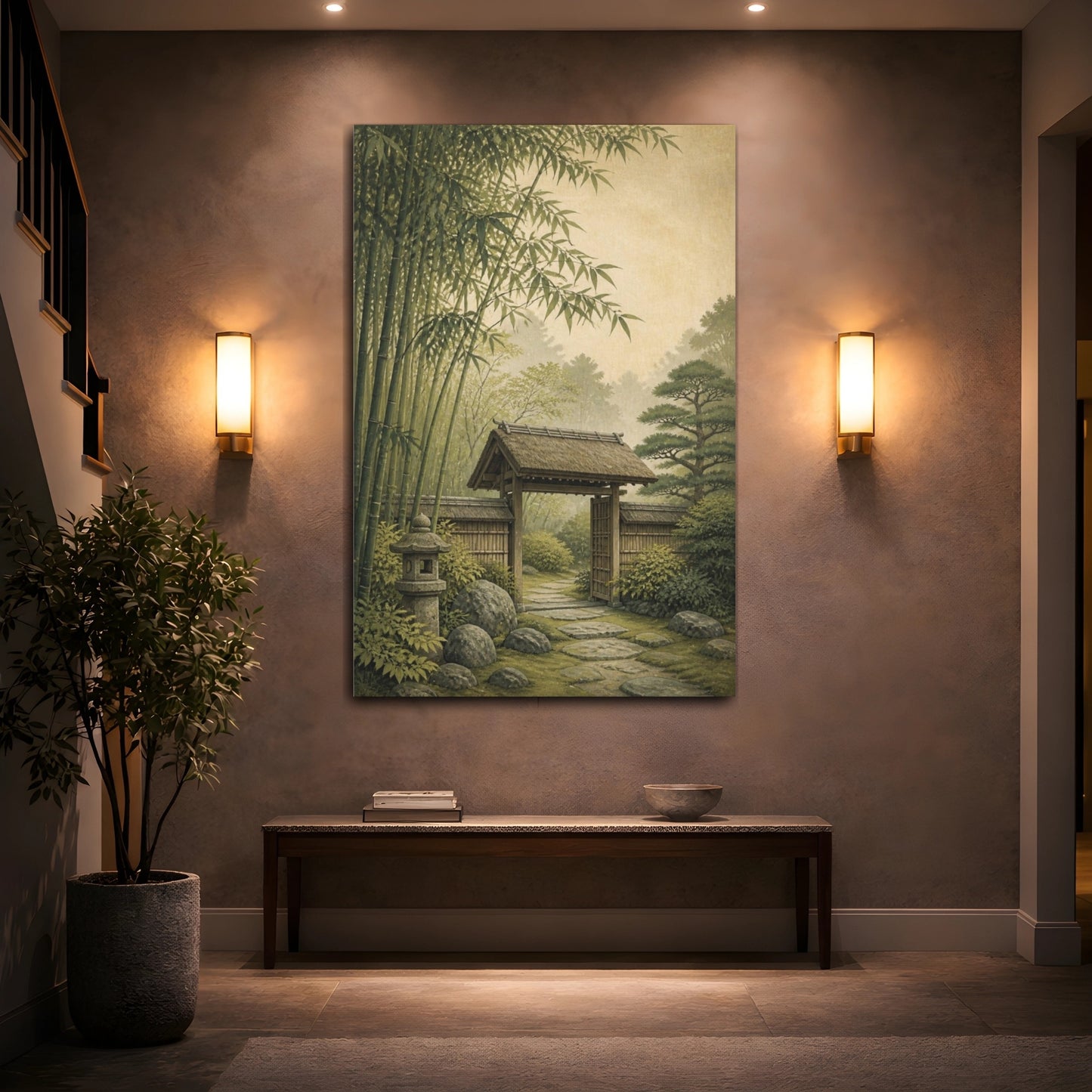 Mockup 2. Japanese Bamboo Garden Gate shown as canvas print