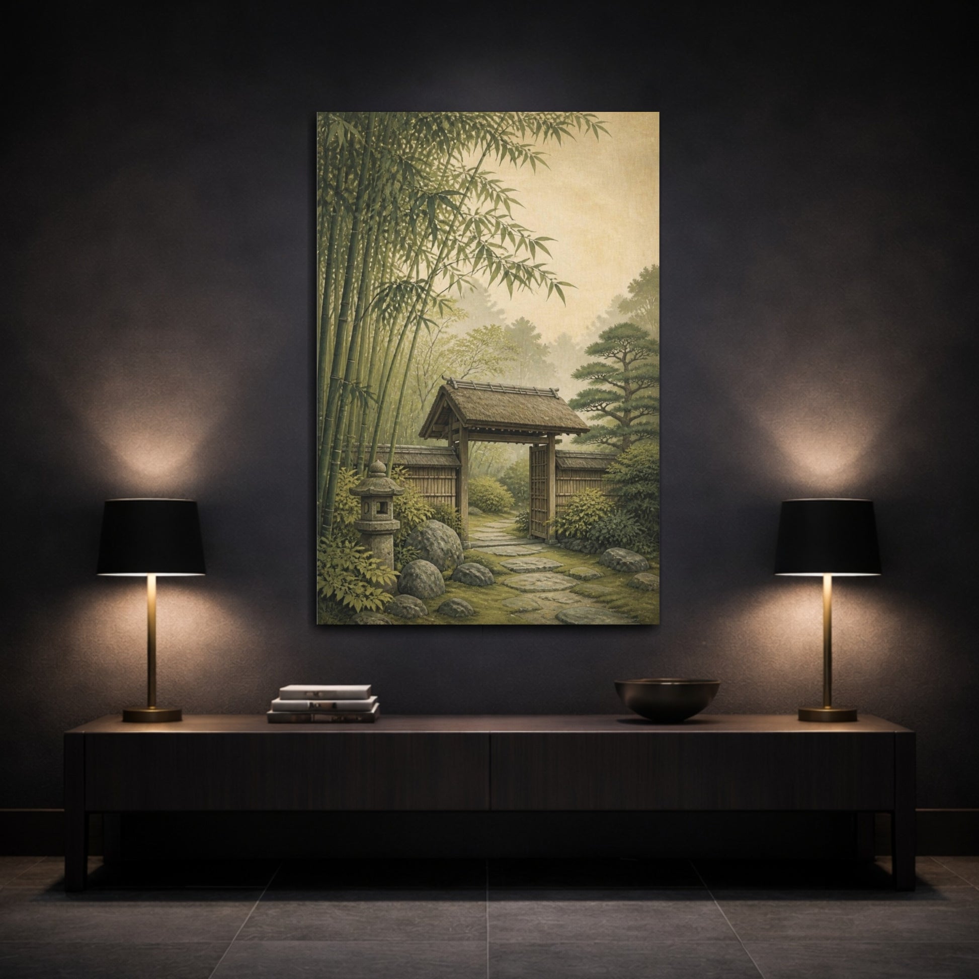 Mockup 3. Japanese Bamboo Garden Gate shown as canvas print