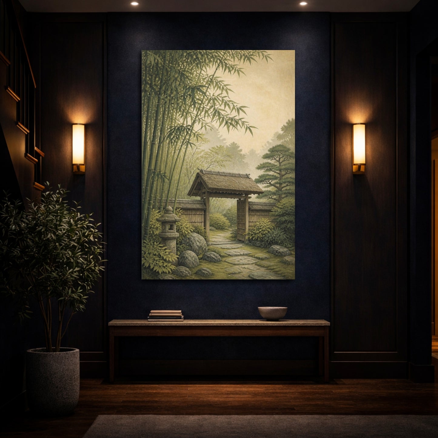 Mockup 4. Japanese Bamboo Garden Gate shown as canvas print