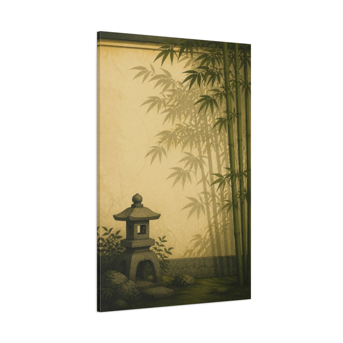 Side Mockup 1. Japanese Bamboo Garden Lantern shown as canvas print