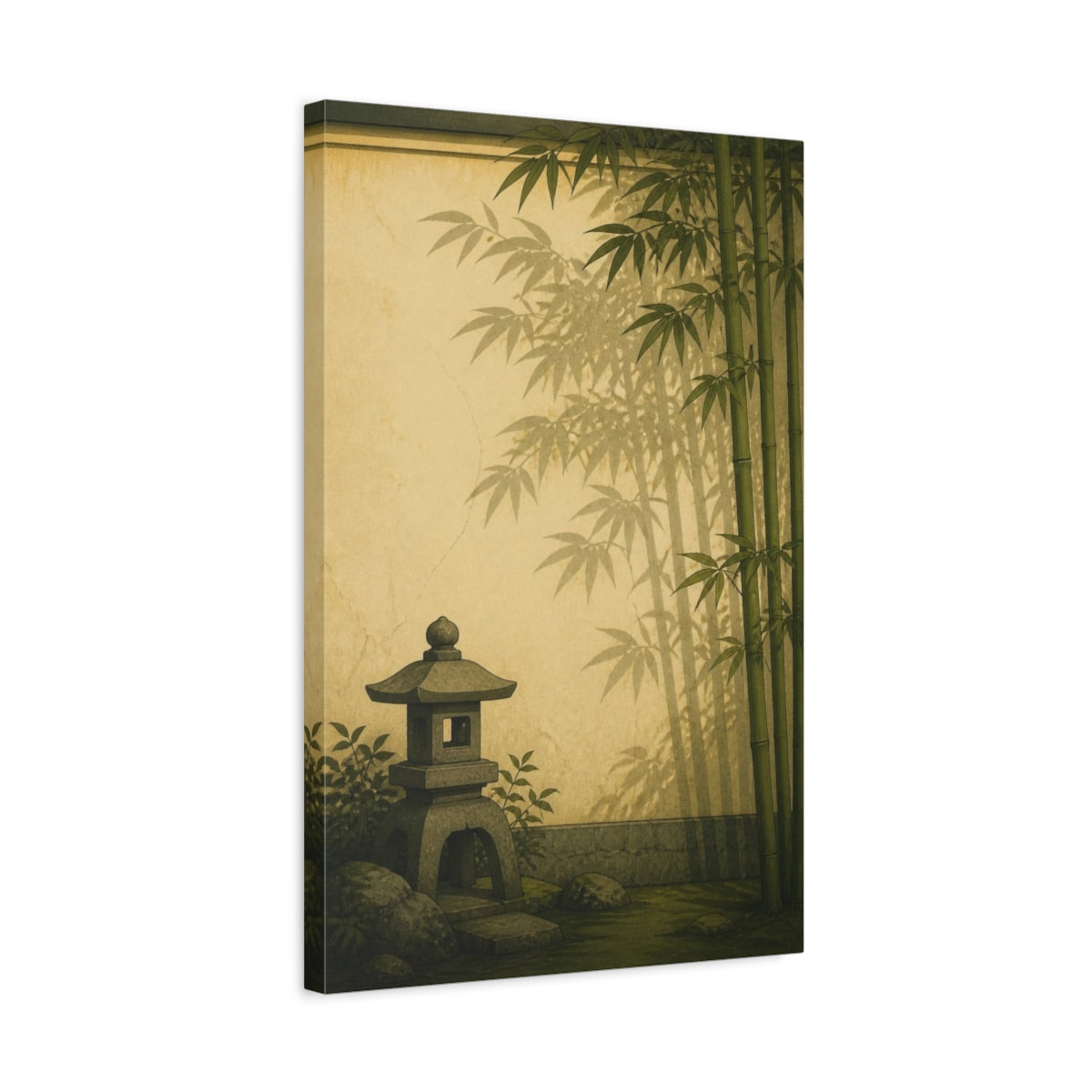 Side Mockup 3. Japanese Bamboo Garden Lantern shown as canvas print