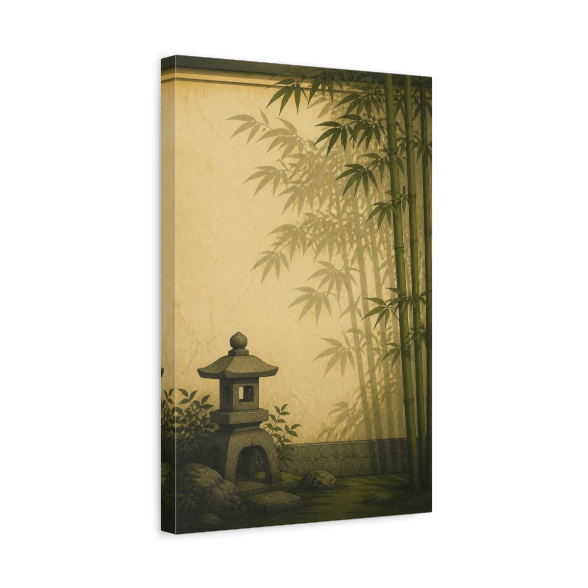 Side Mockup 4. Japanese Bamboo Garden Lantern shown as canvas print
