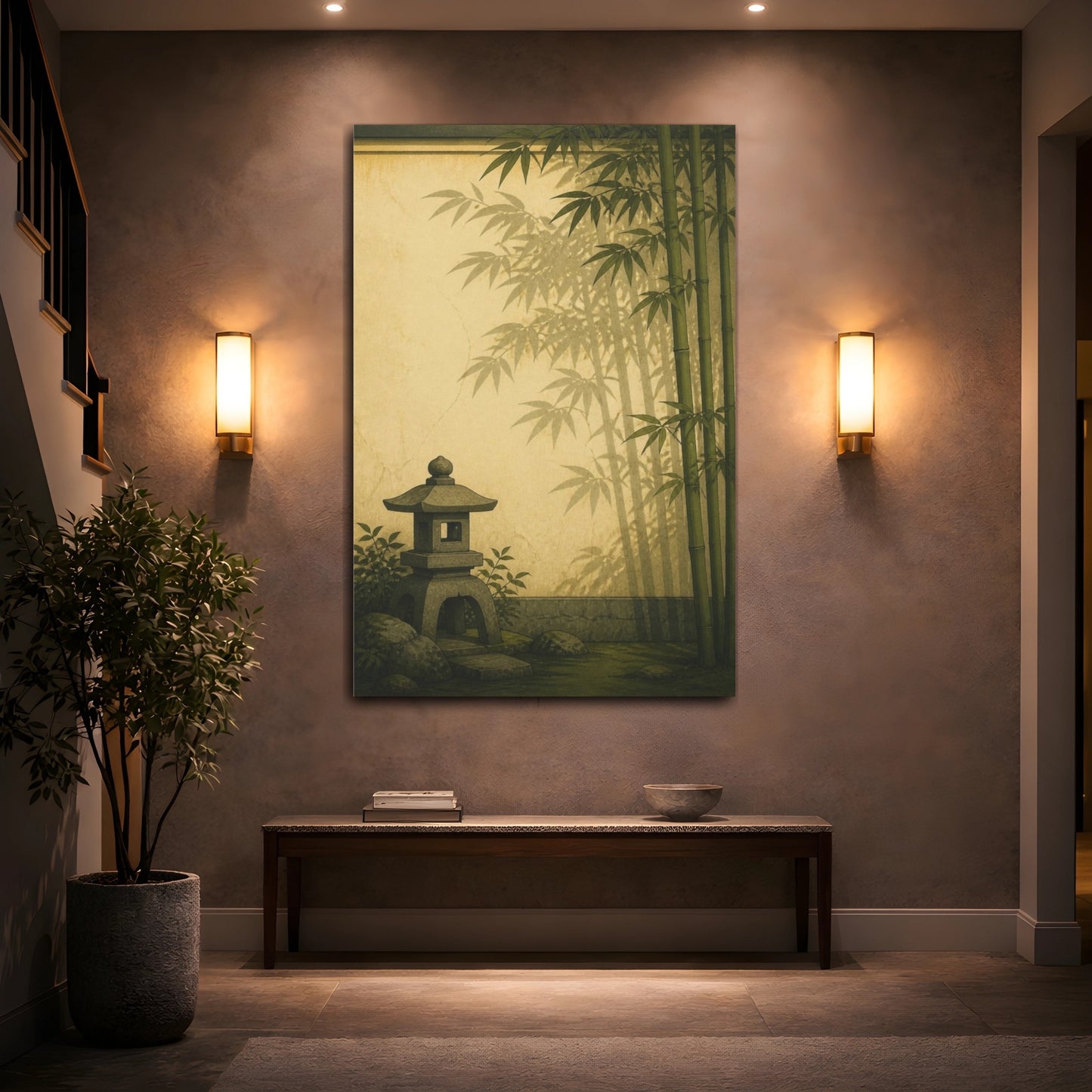Mockup 2. Japanese Bamboo Garden Lantern shown as canvas print