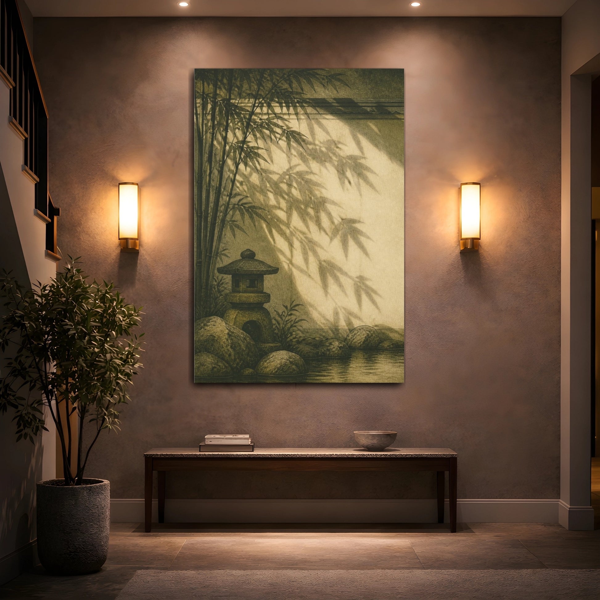 Mockup 2. Japanese Bamboo Garden Lantern shown as canvas print