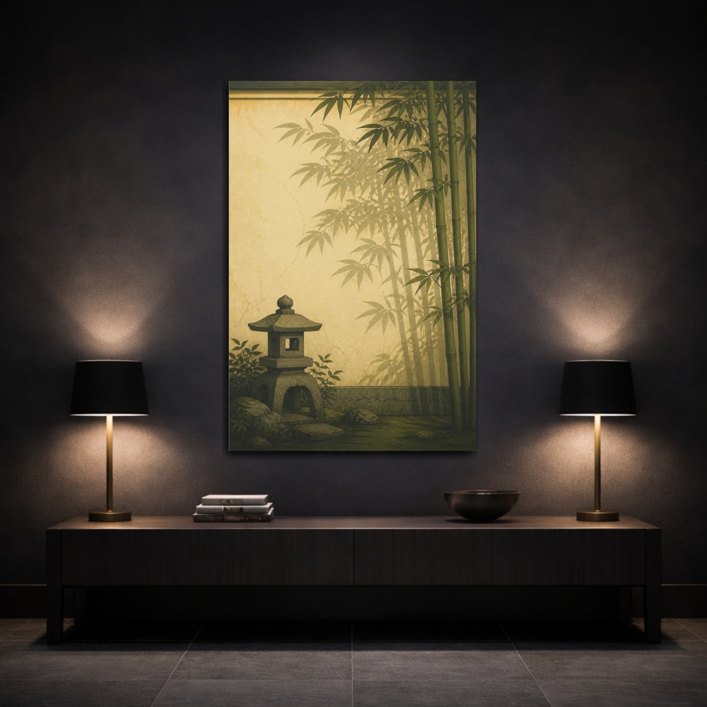 Mockup 3. Japanese Bamboo Garden Lantern shown as canvas print