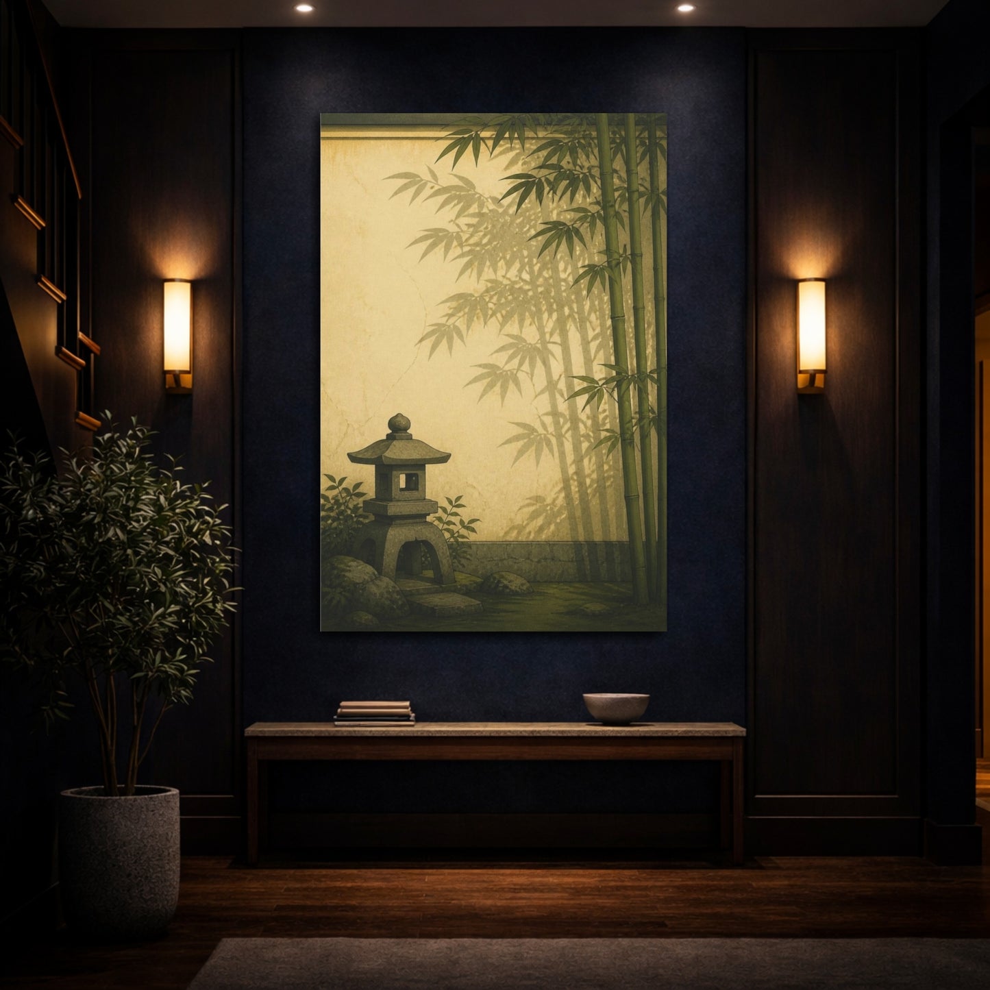 Mockup 4. Japanese Bamboo Garden Lantern shown as canvas print