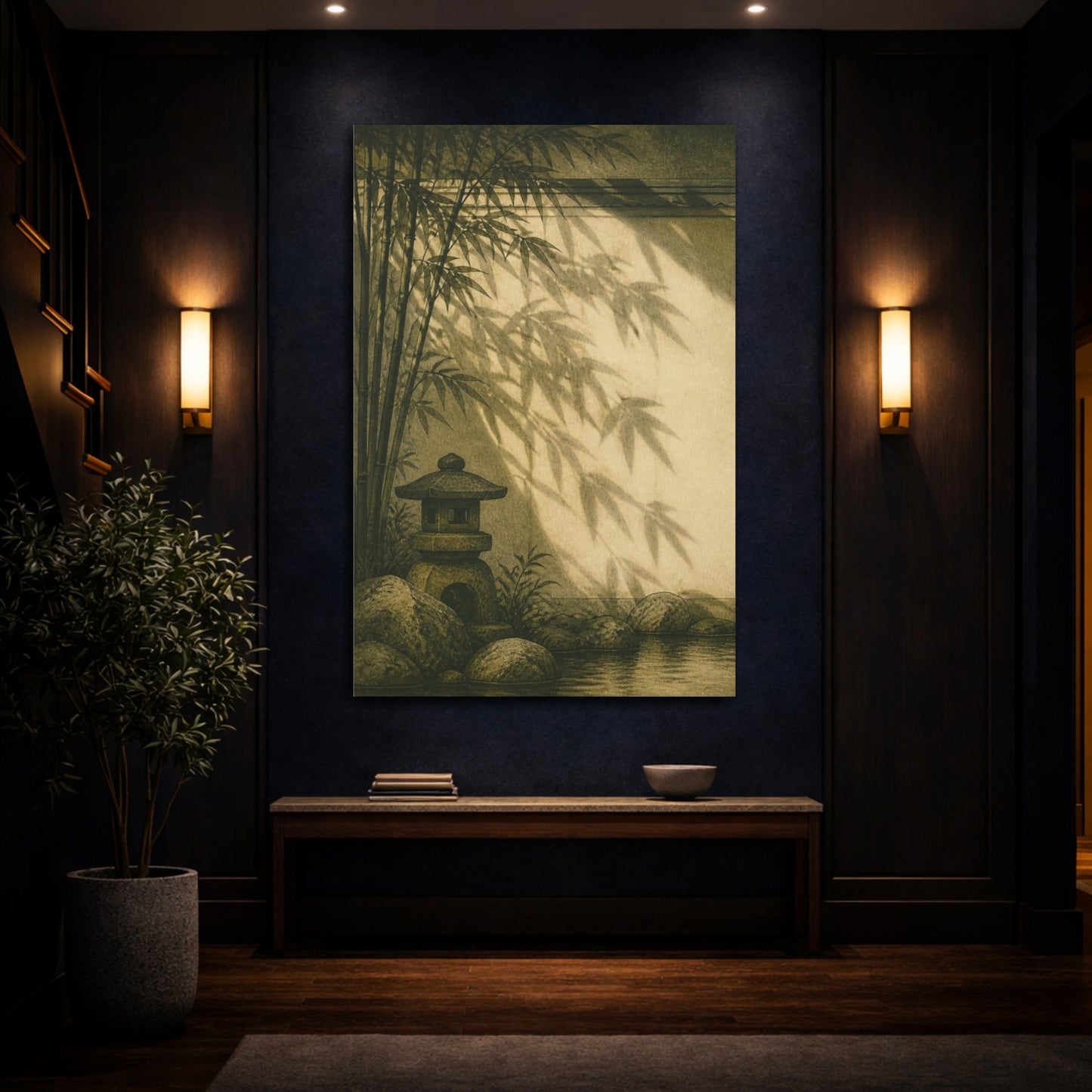 Mockup 4. Japanese Bamboo Garden Lantern shown as canvas print