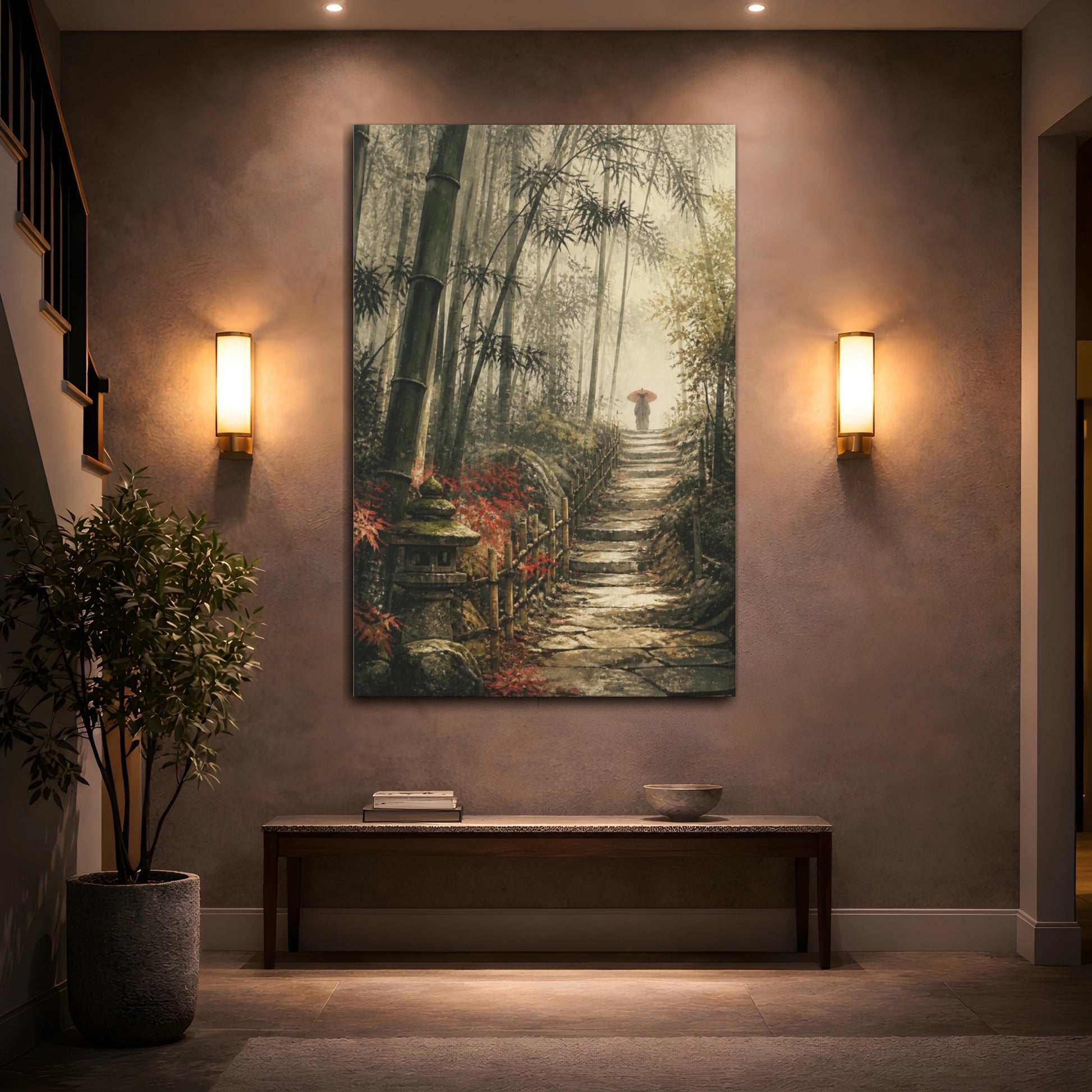 Mockup 2. Japanese Bamboo Path shown as canvas print
