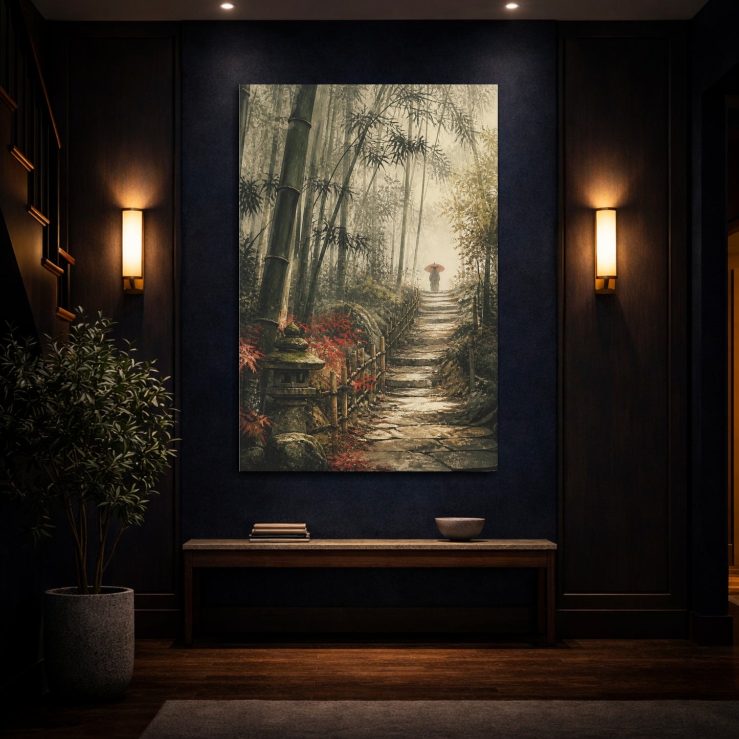 Mockup 4. Japanese Bamboo Path shown as canvas print
