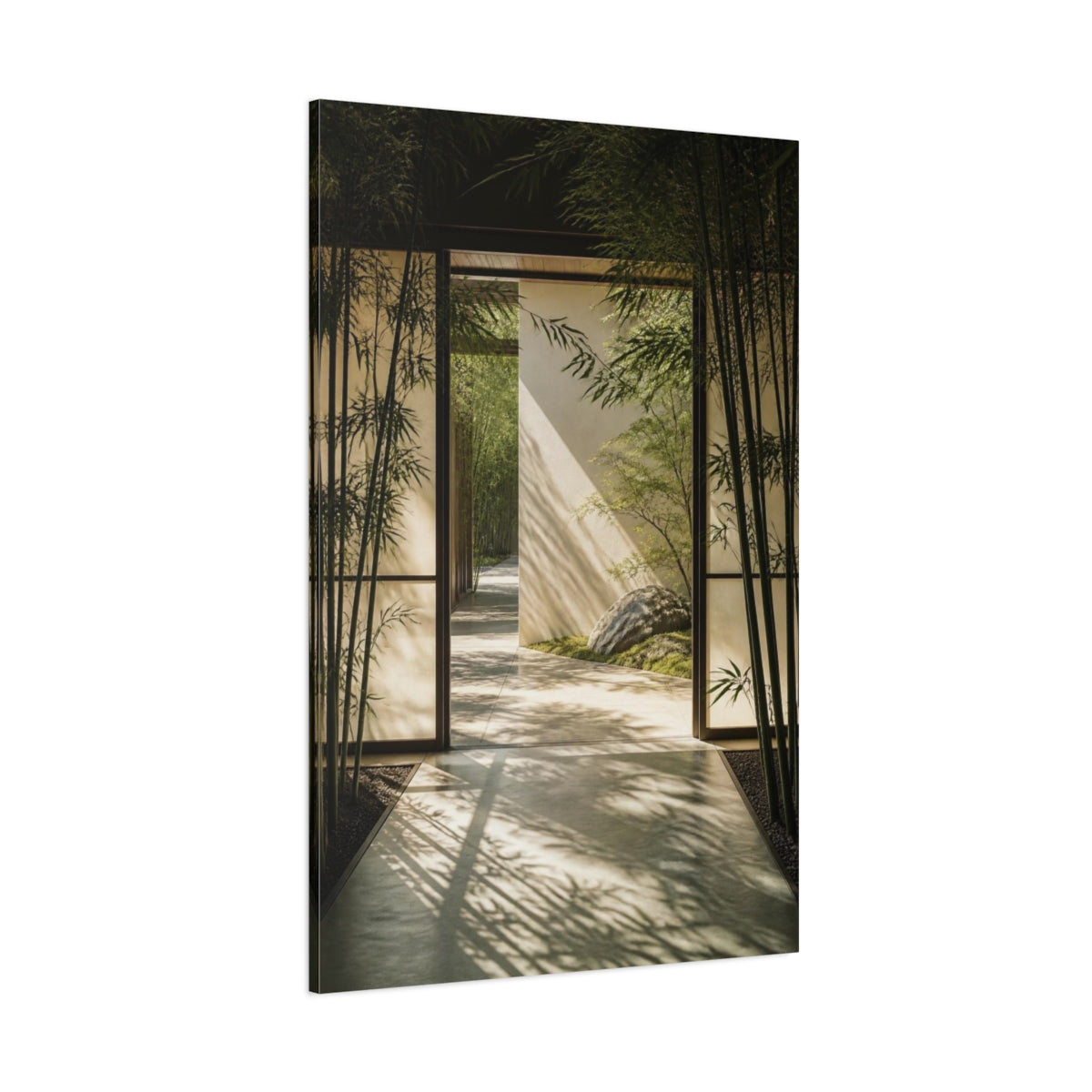 Side Mockup 1. Japanese Bamboo Threshold shown as canvas print