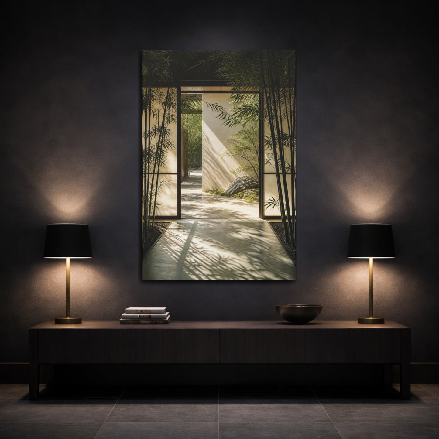 Mockup 3. Japanese Bamboo Threshold shown as canvas print