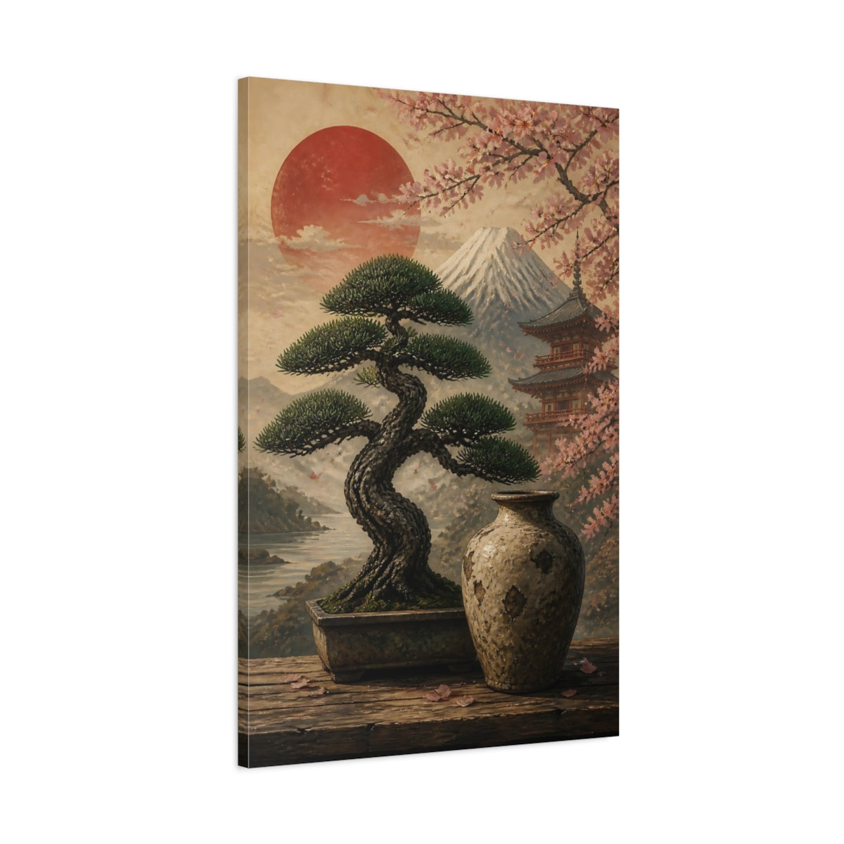 Main Mockup. Japanese Bonsai & Vase shown as canvas print