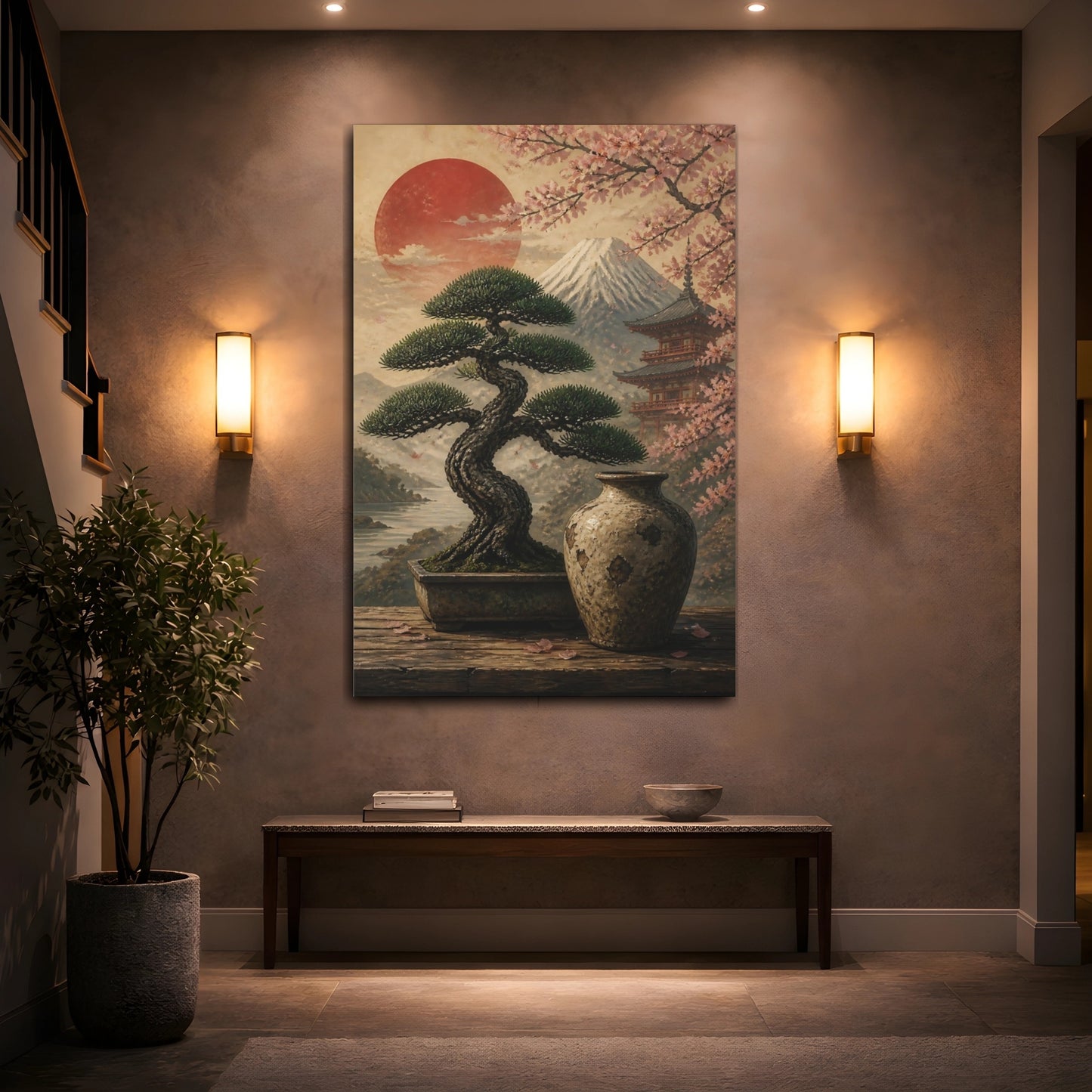 Mockup 2. Japanese Bonsai & Vase shown as canvas print