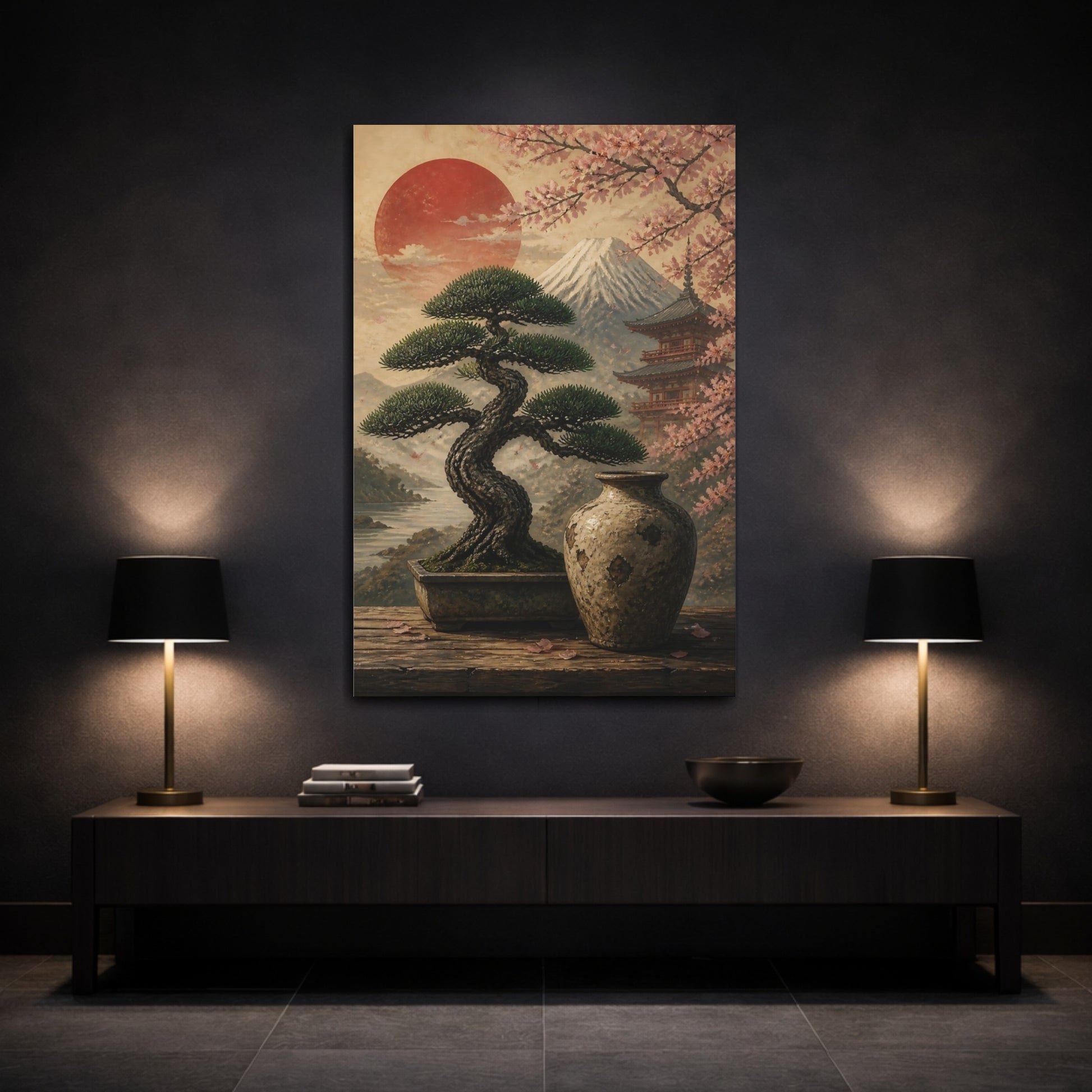Mockup 3. Japanese Bonsai & Vase shown as canvas print